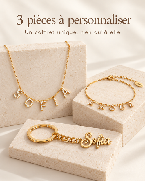 La box Ziara – Collier, Bracelet & Porte-clé personnalisés