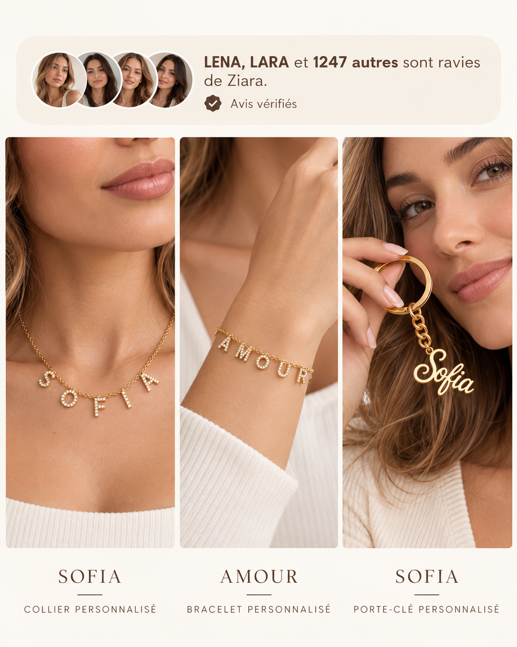La box Ziara – Collier, Bracelet & Porte-clé personnalisés